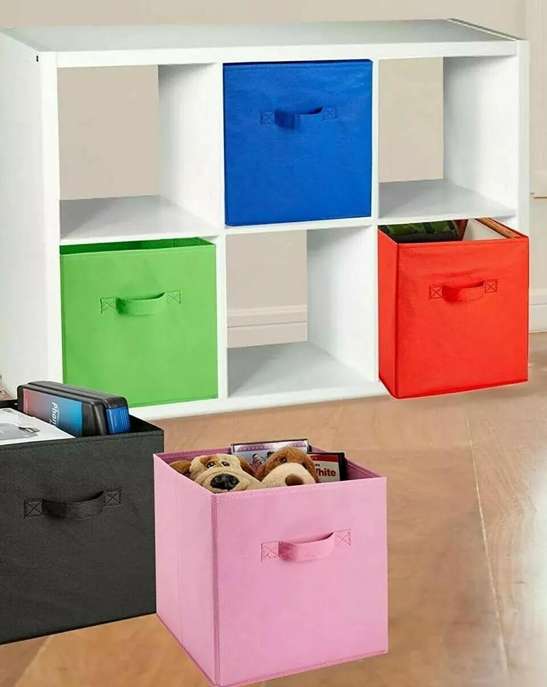 Casafield™ ~ 11" Storage Bin ~ Polyester Cube ~ Pink ~ Solid Pattern