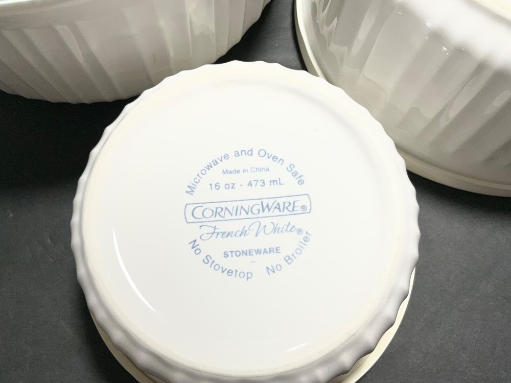 CorningWare French White 6pc Bakeware Set Casserole Dishes Lids Stackable
