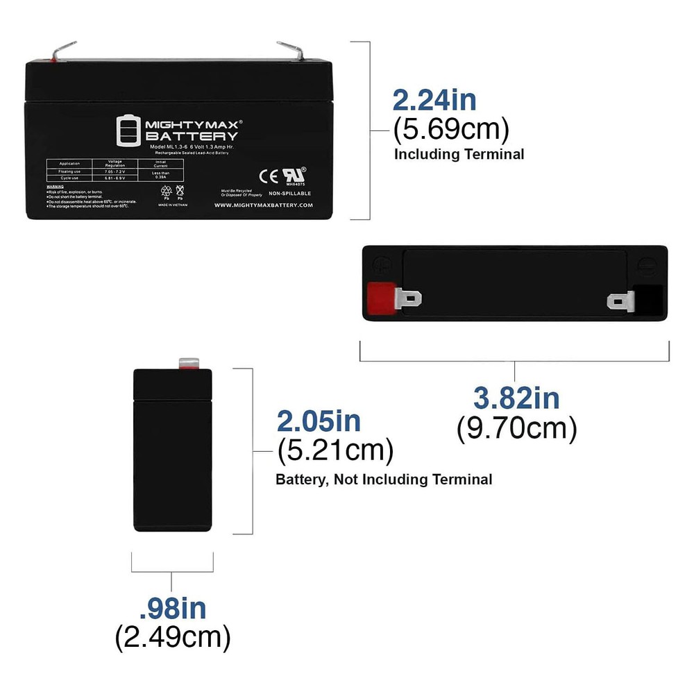 Mighty Max 6V 1.3AH - 60-914 - Back-up Battery for GE Simon XT Panel