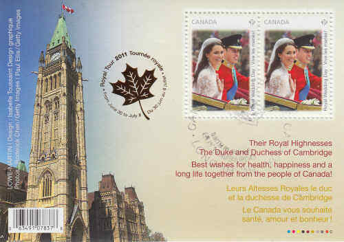 Canada 2011 Royal Wedding Day Souvenir Sheet, #2477b Used