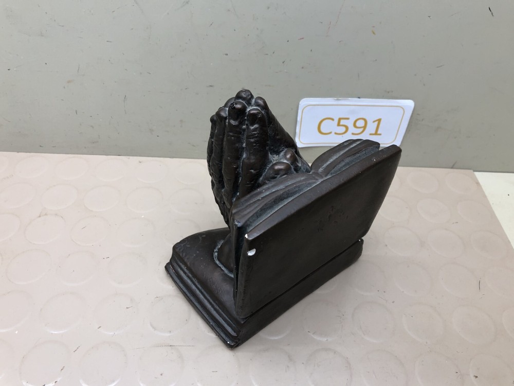 Vintage Chalkware Praying Hands Bookend