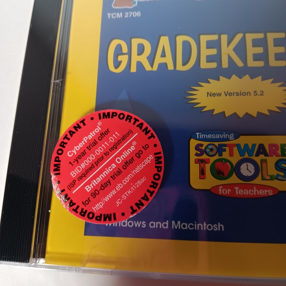 Vintage Software Tools, Gradekeeper, Teacher Created Materials Sealed CD-ROM