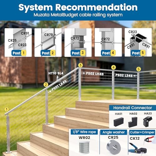 Pack 1/8" Cable Railing Hardware Kit Hand Swage Threaded For 2"x2" Post 10