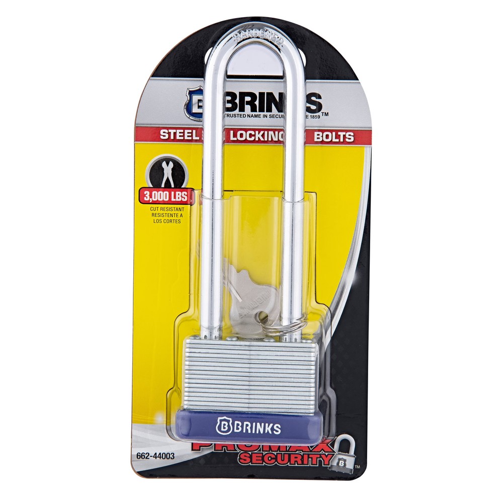 Brinks Laminated Steel 44mm Keyed Padlock with 4in Shackle