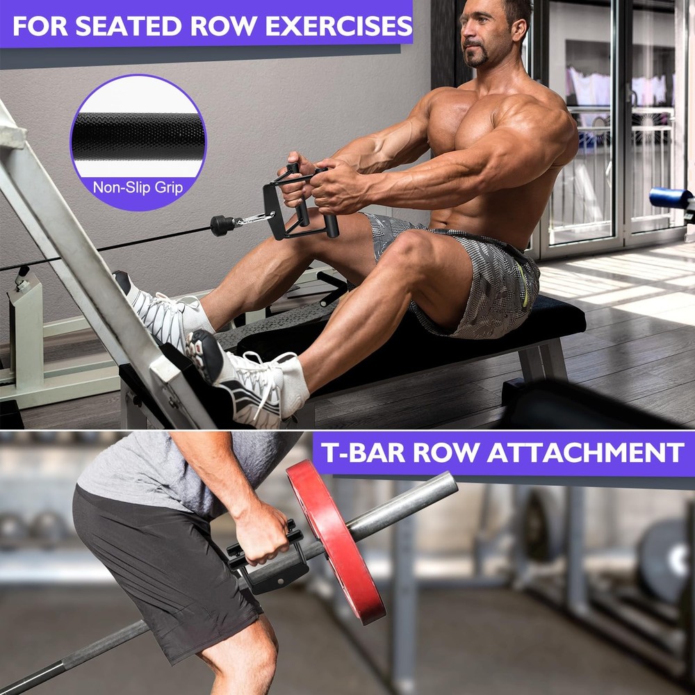 Cable Machine Attachments Set 2 Pack LAT Pulldown Attachments Bar for Home Gy...