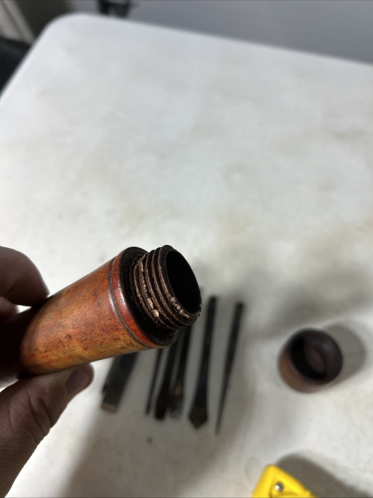 Vintage Wood Handle Screwdriver/Multi Tool With Bit Storage 7 Bits Marked