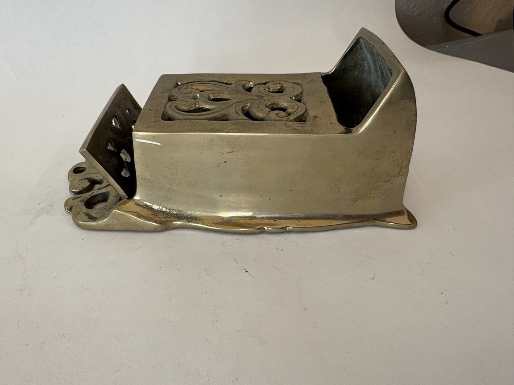 Vintage Ornate Solid Brass Match Box Holder Wall Mount With Flap Lid