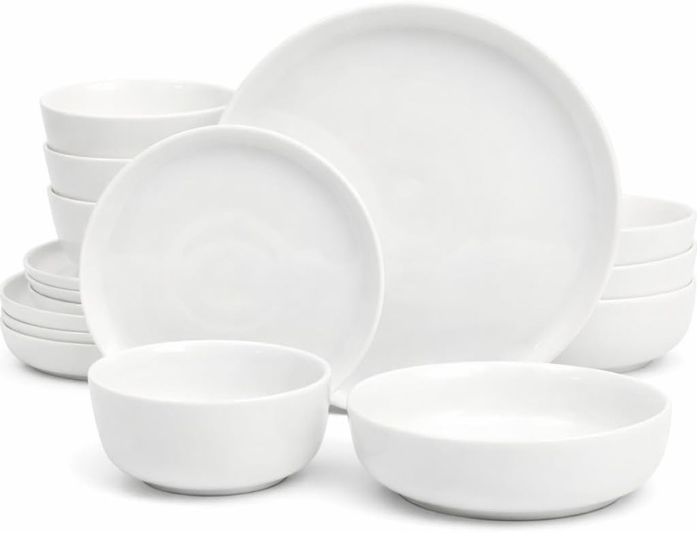Oslo Porcelain Chip & Scratch Resistant Dinnerware Set Service 4 16pcs Ceramic