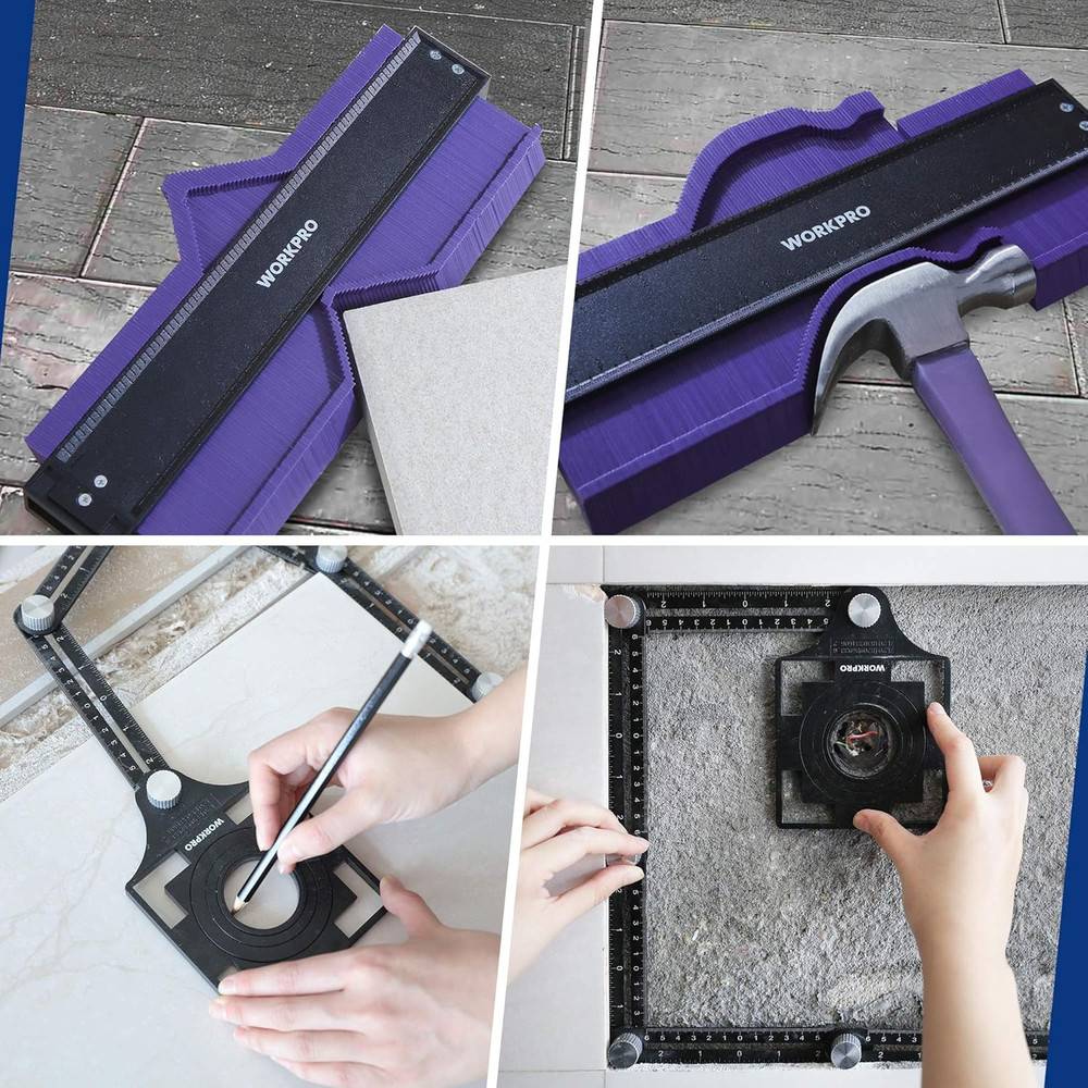 10" and 6-Sided Angle Measuring Tool Combo Kit, Plastic Shape Contour Gauge D...