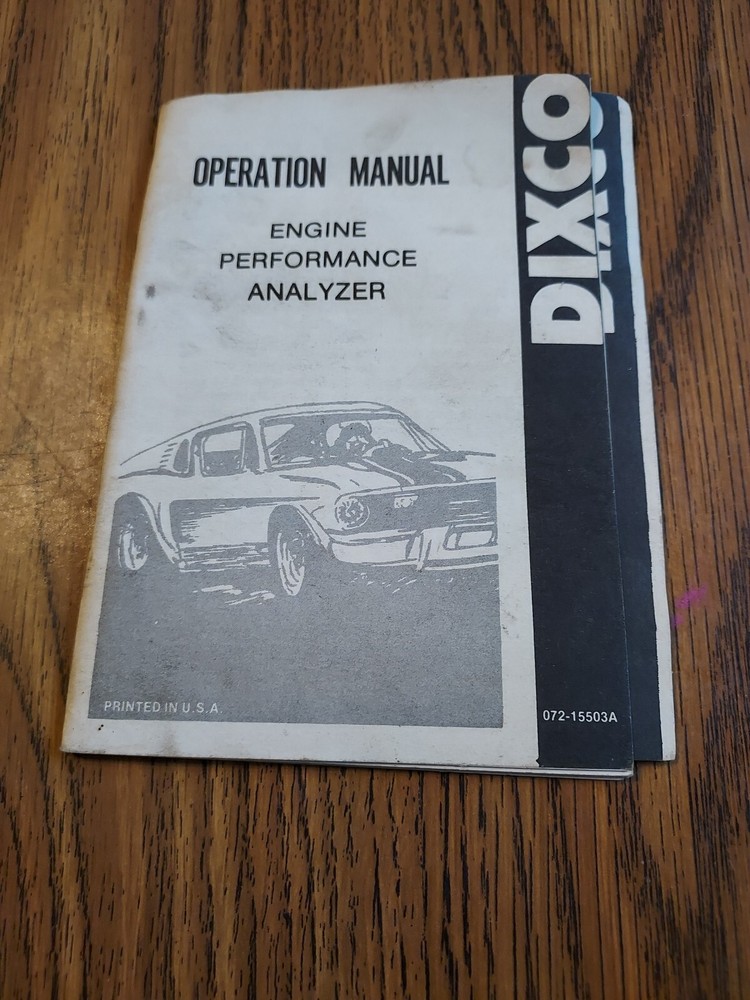 Dixco Operation Manual Engine Performance Analyzer B6