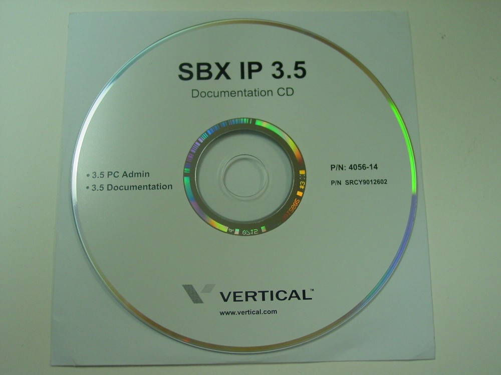 Vertical SBX IP 320 Software CD  PC Admin, Installation, Programming, User Guide