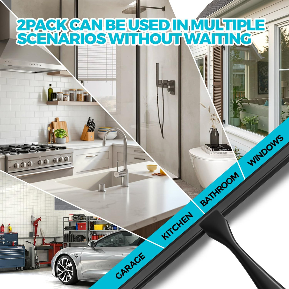 2PACK All-Purpose Shower Squeegee for Shower Doors, Tile Shower Walls, Bathroom,