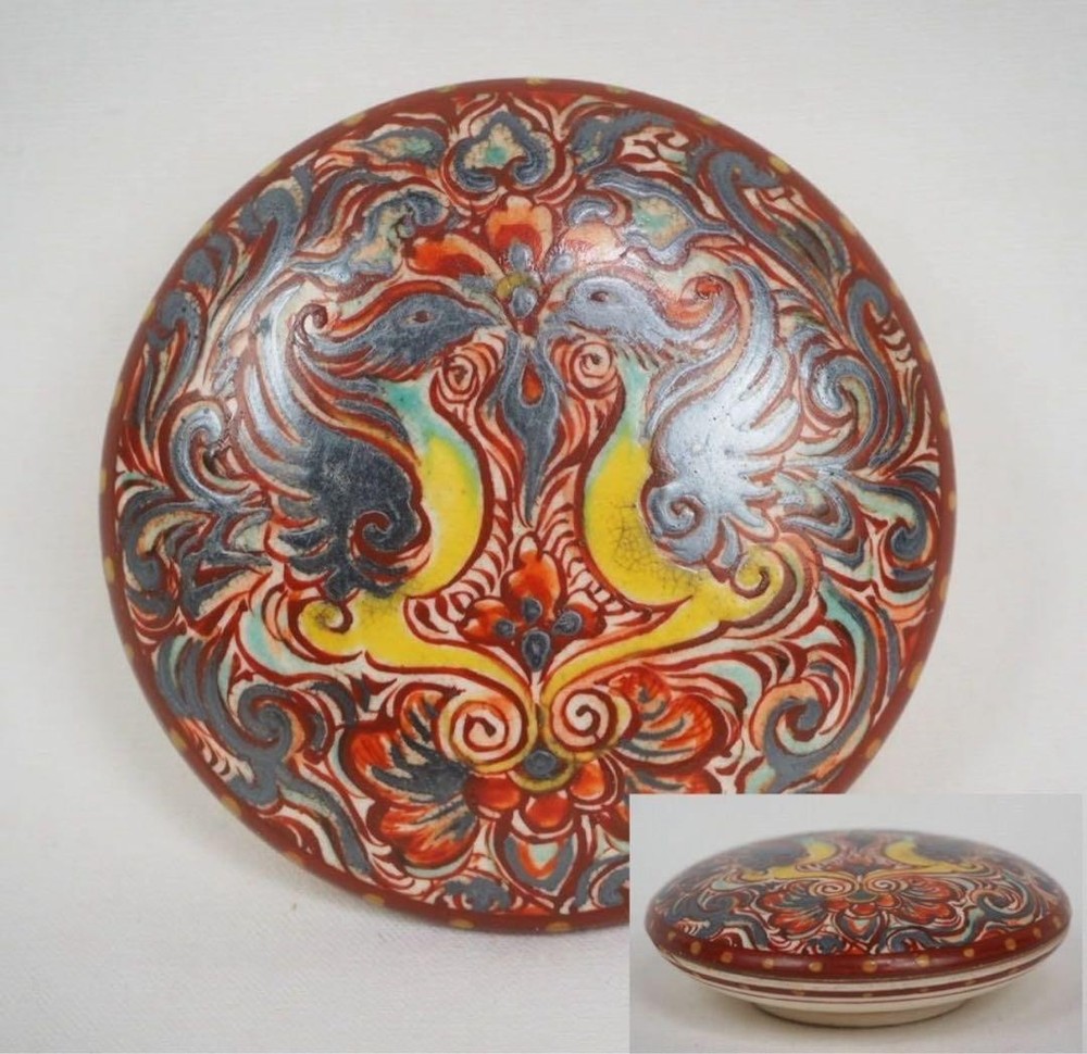 Antique Phoenix Pattern Incense Container Tea Ceremony Item Japan multicolor