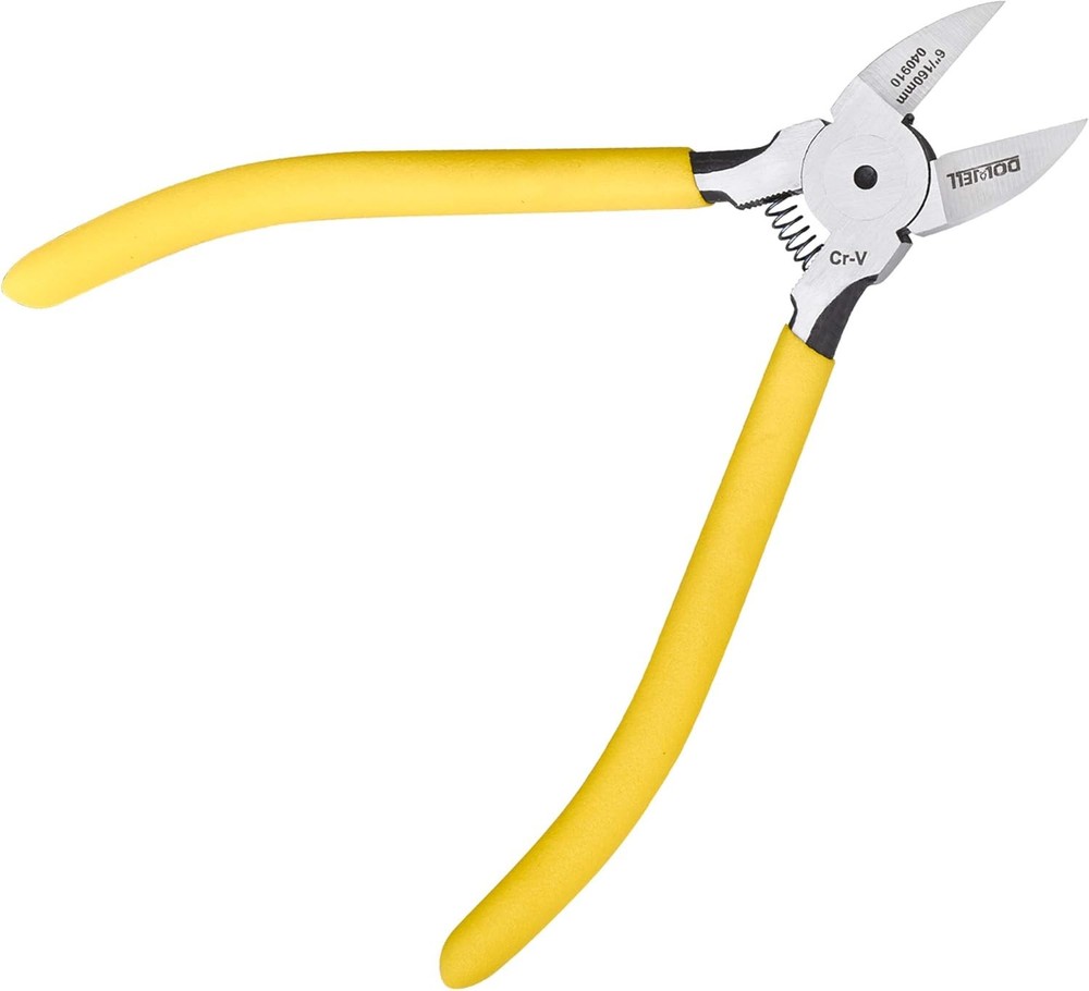 DOWELL Micro Wire Cutter Diagonal Flush Cutters 6 Inch Precision Side Yellow