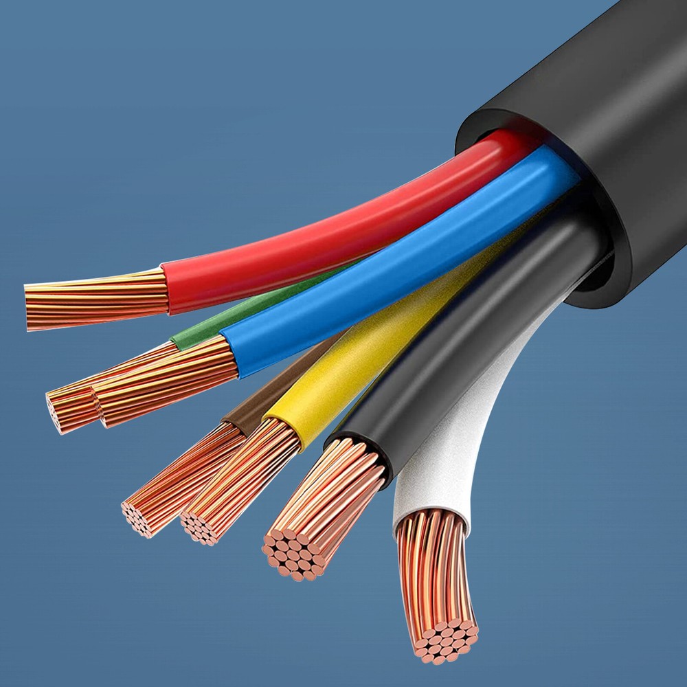 MICTUNING 8FT Trailer Cord with 7-Way Plug Inline Junction Box, Wiring Harness