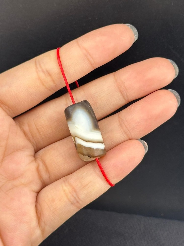 Authentic Ancient Large Banded Agate Stone Dzi Bead in Good Condition