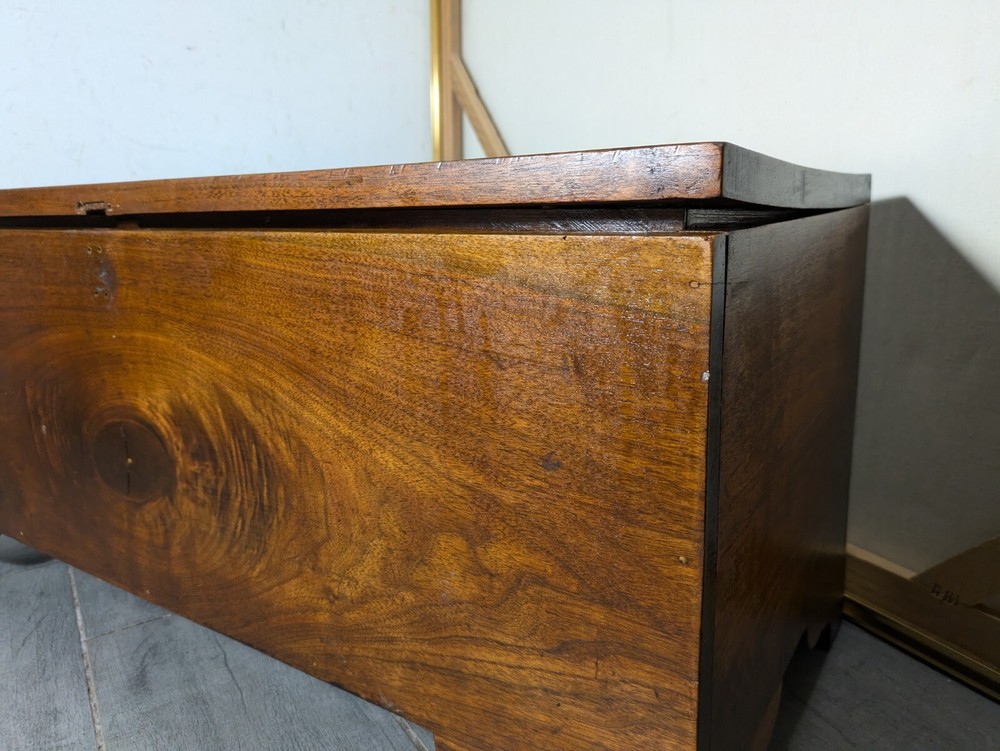 Antique Rustic Solid Wood Carpenter Tool Storage Box Chest Trunk with Lid N65