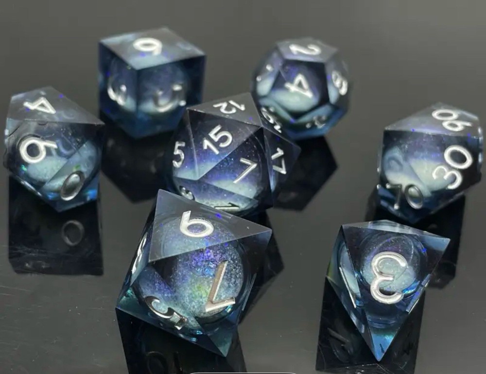 Galaxy Core Premium DND Dice Set | Sharp Edge Polyhedral Dice D&D Space Dice