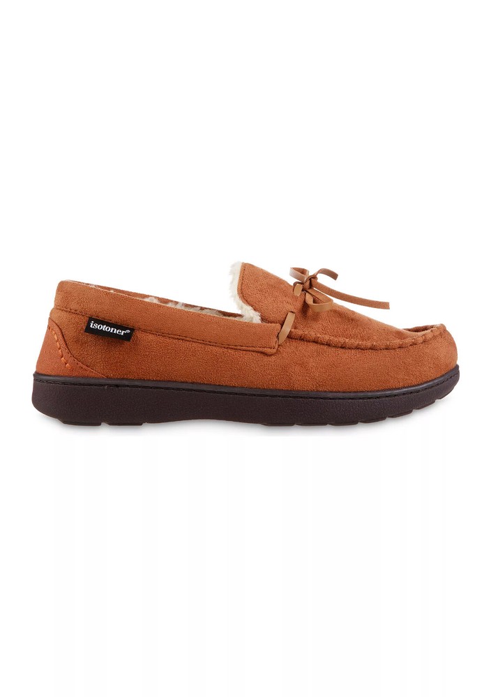 isotoner Men's Microsuede Nigel Moccasins (Cognac, Medium) 8-9.