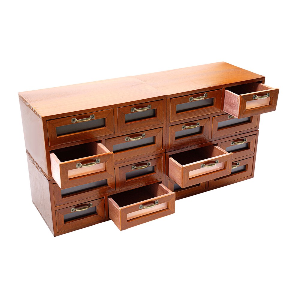 Wooden Storage Box Brown Multi Drawer Storage Organizer Desktop Drawer Organizer