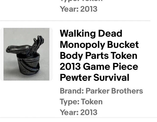 Replacement Tokens: Monopoly Walking Dead Survival Edition (6/2013)