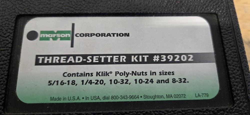 Marson Thread Setter Kit with Klik Poly-Nuts Model 39202