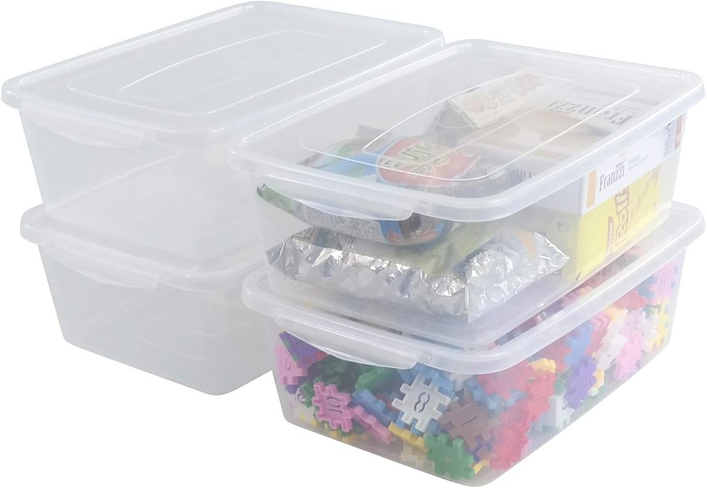 14 Quart Clear Storage Bin Plastic Latching Box/Container W/ Lid Shoe Boxes Set