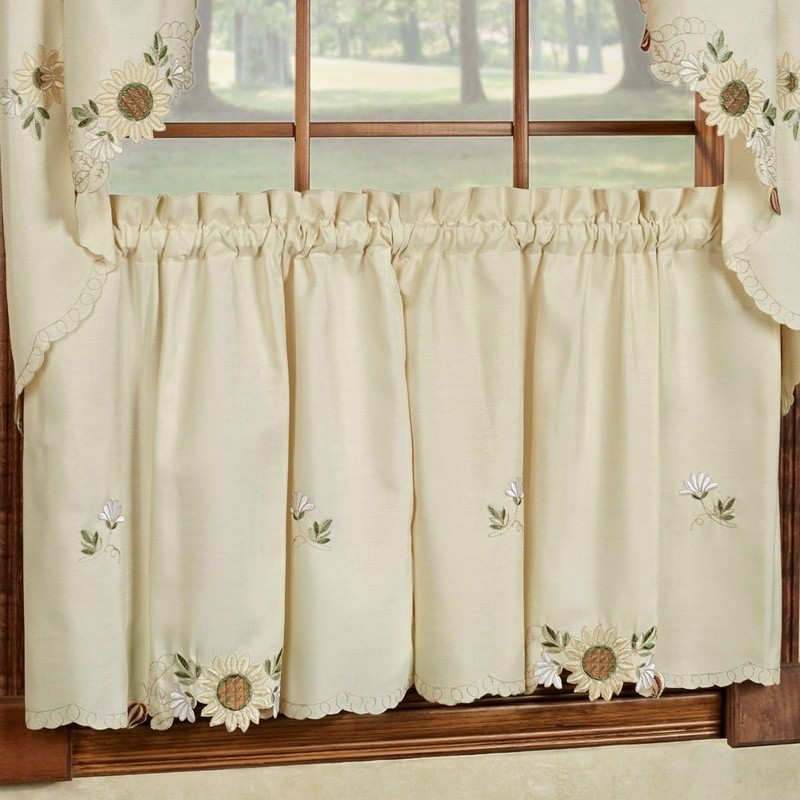 Light Filtering Kitchen Curtains Premium Polyester Tier Pair Easy Hang Privacy