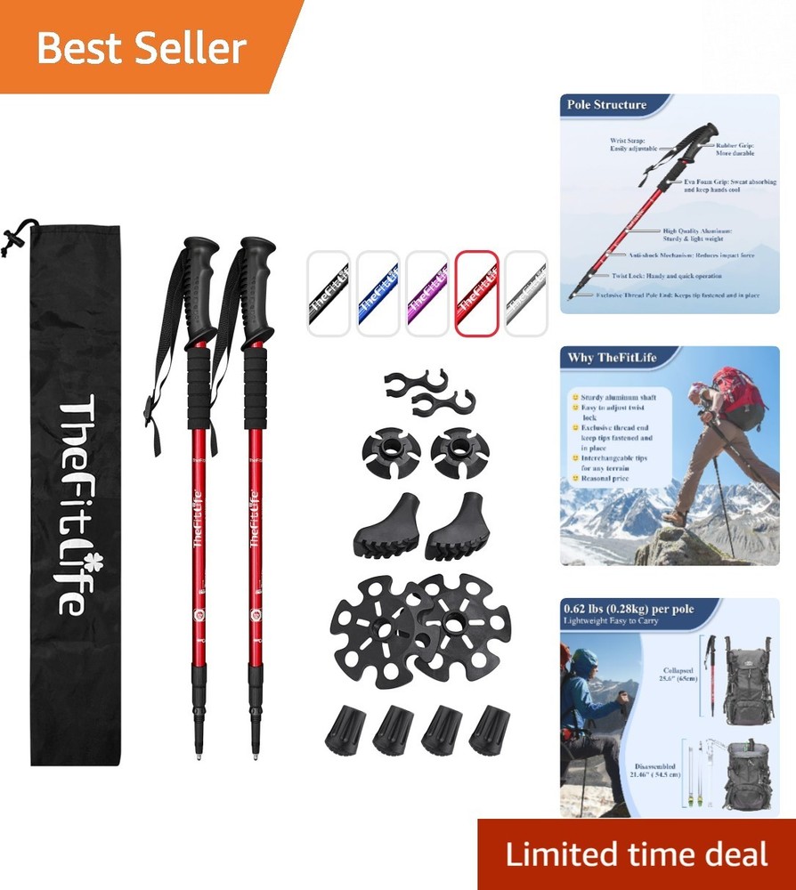Adjustable Hiking Poles with Quick Lock System - Ultralight & Compact for Travel
