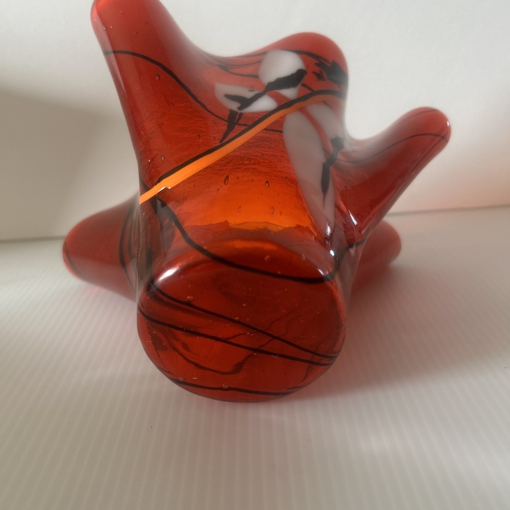 Unique Ruby Red Hankerchief Vase