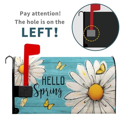 Rustic Spring Daisy Magnetic Mailbox Cover - Standard 21x18 inch Hello Spring