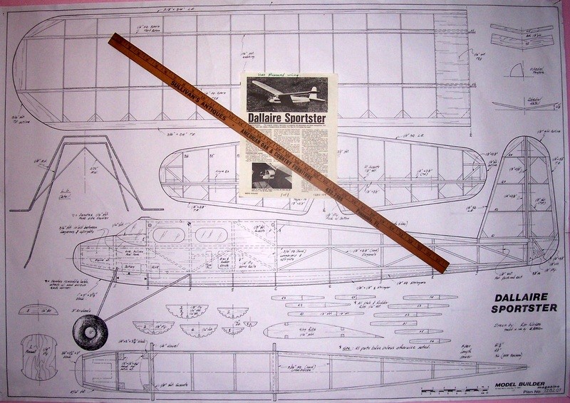 DALLAIRE SPORTSTER PLAN + CONSTRUCTION ARTICLE for 81" OT FF / RC Model Airplane