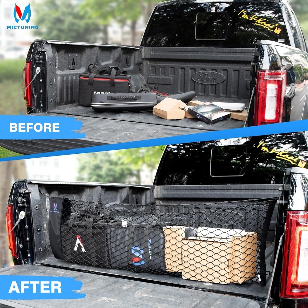 Truck Bed Cargo Net Highly Elastic Durable Storage Organizer Compatible for Che.