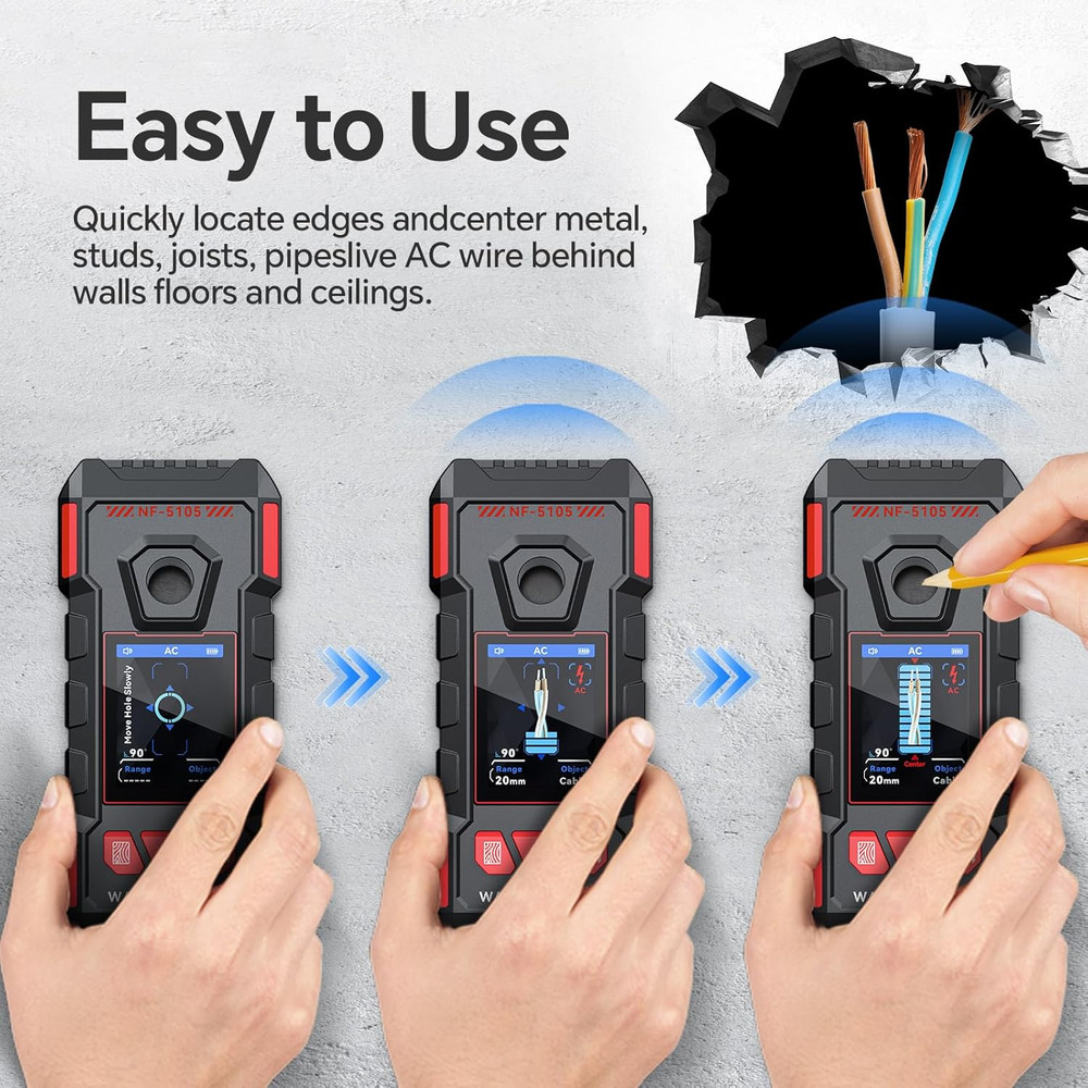 Stud Finder, Rechargeable Stud Finder Wall Scanner with Upgraded Intelligent Chi