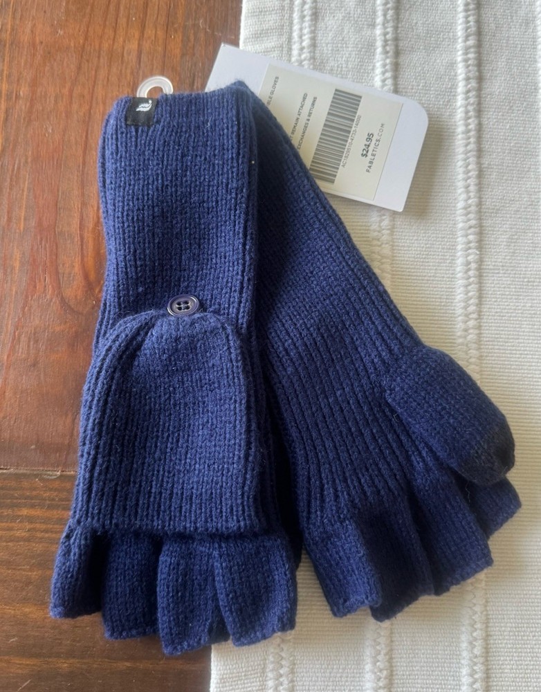 Fabletics Navy Blue Chunky Rib Convertible Gloves