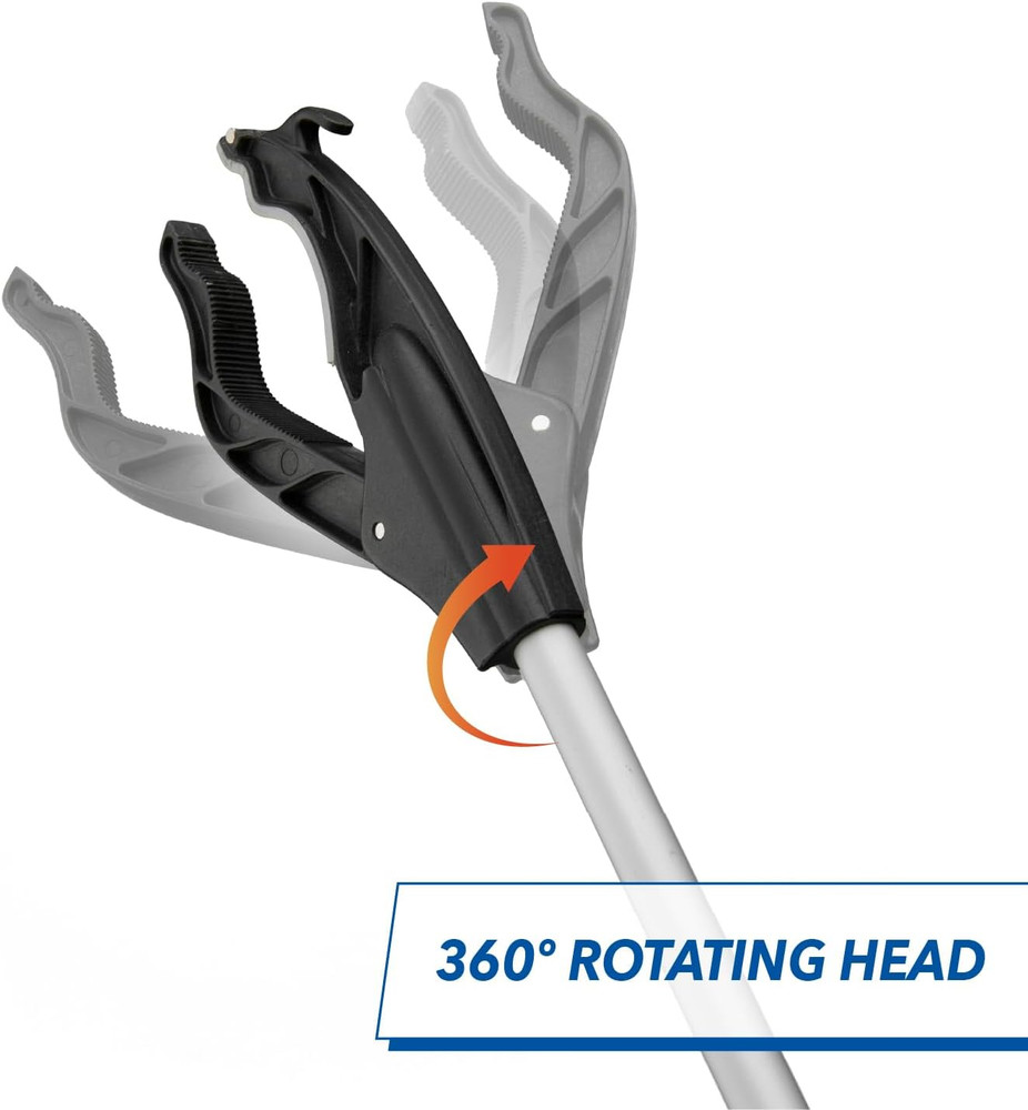 32" Lightweight Reacher Tool with Trigger Grip, Rotating Head, and Magnetic Tip