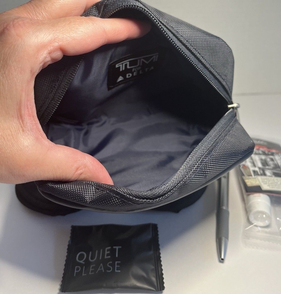 Delta Airlines TUMI Amenity Kit Blue Nylon Zippered Case