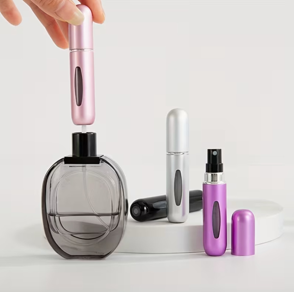 5ml Perfume Refill Bottle w/ Spray - Empty Travel Atomizer Leak-Proof