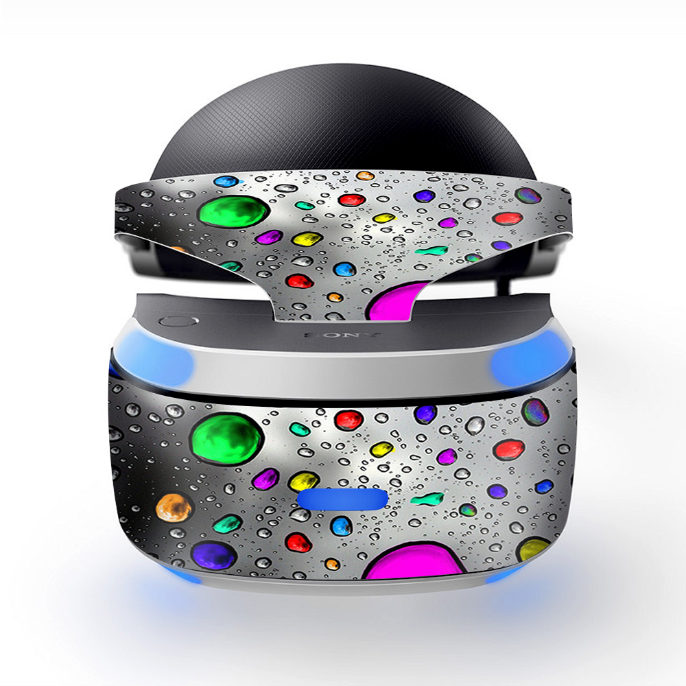 Skin Wrap for Sony Playstation PSVR Headset colored rain drops 3d effect