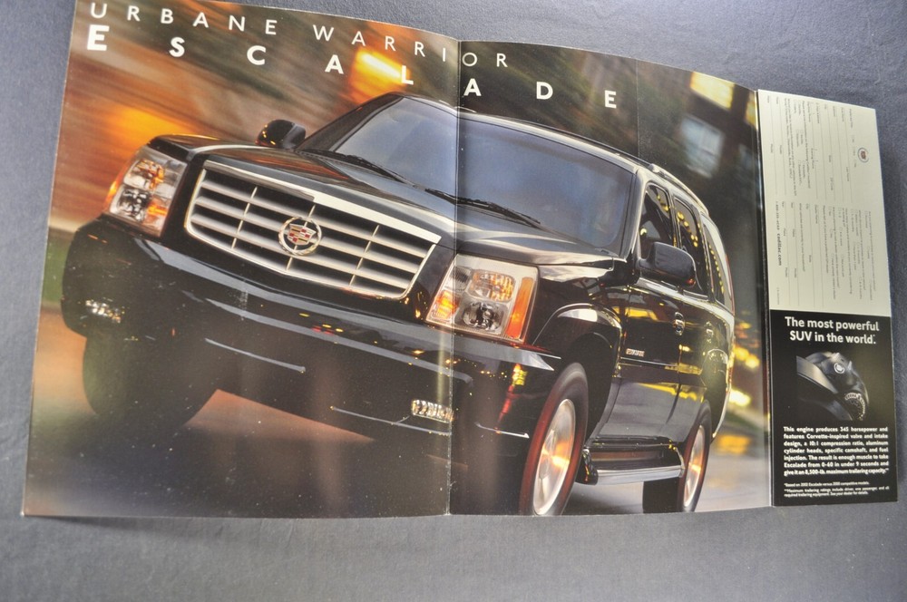 2002 Cadillac Escalade Brochure Folder SUV Excellent Original 02