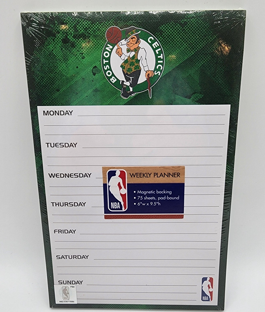 NBA Certified Boston Celtics Notepad Weekly Planner Magnetic Backing 75 Sheets