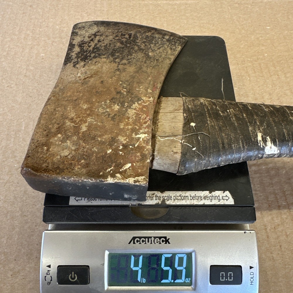 Vintage Unmarked As Found Camp Axe With Wood Handle 19”