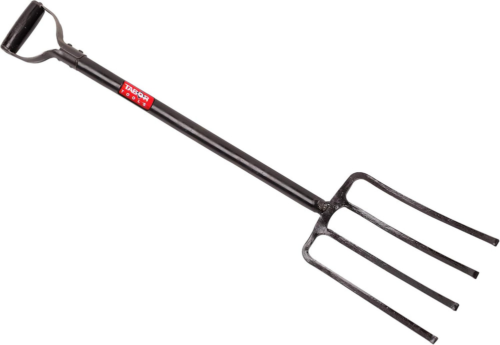 Digging Fork, Steel Shaft, Super Heavy Duty 4 Tine Spading Fork, Virtually Unbre