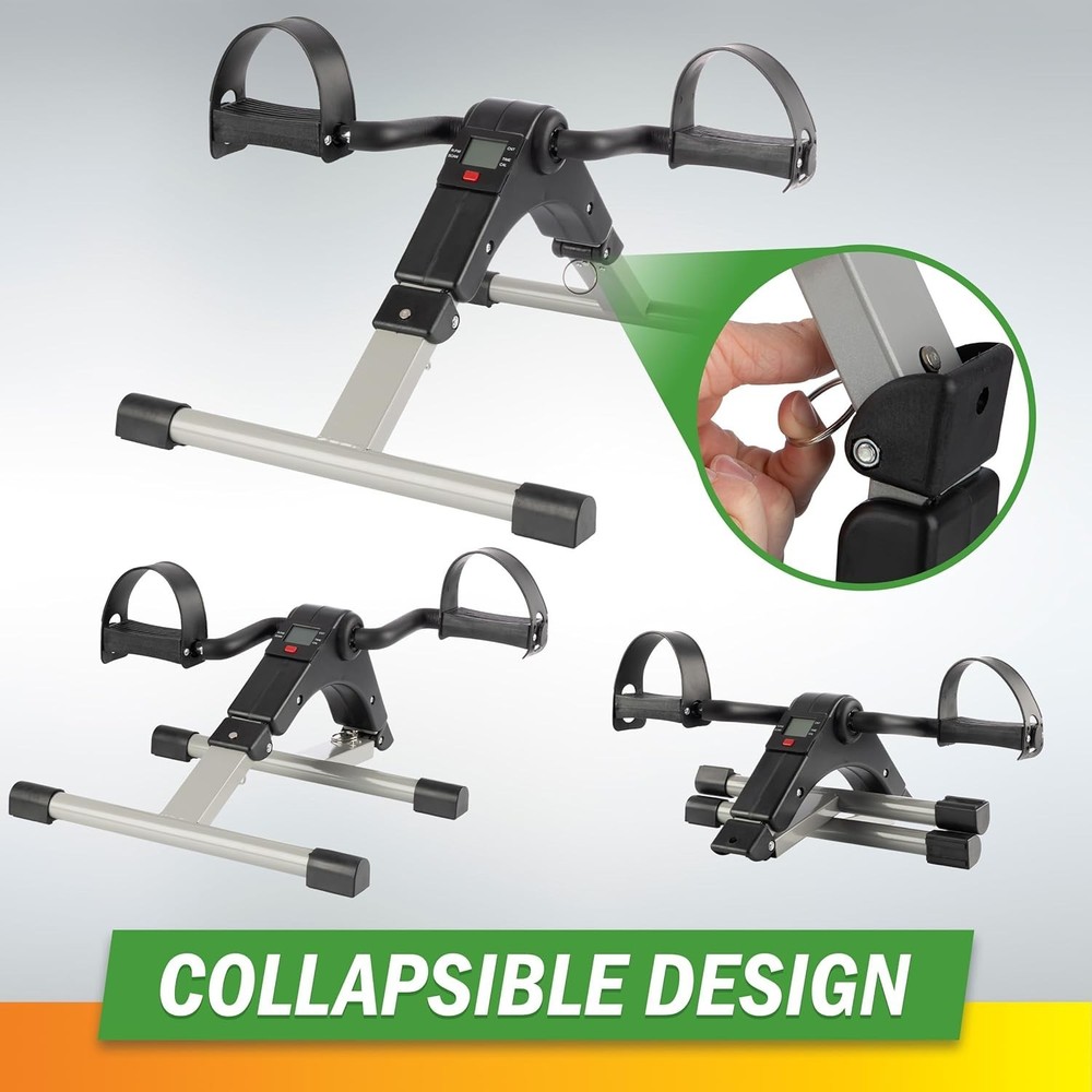 Foldable Stationary Pedal Exerciser with Electronic Display – For Home & Office