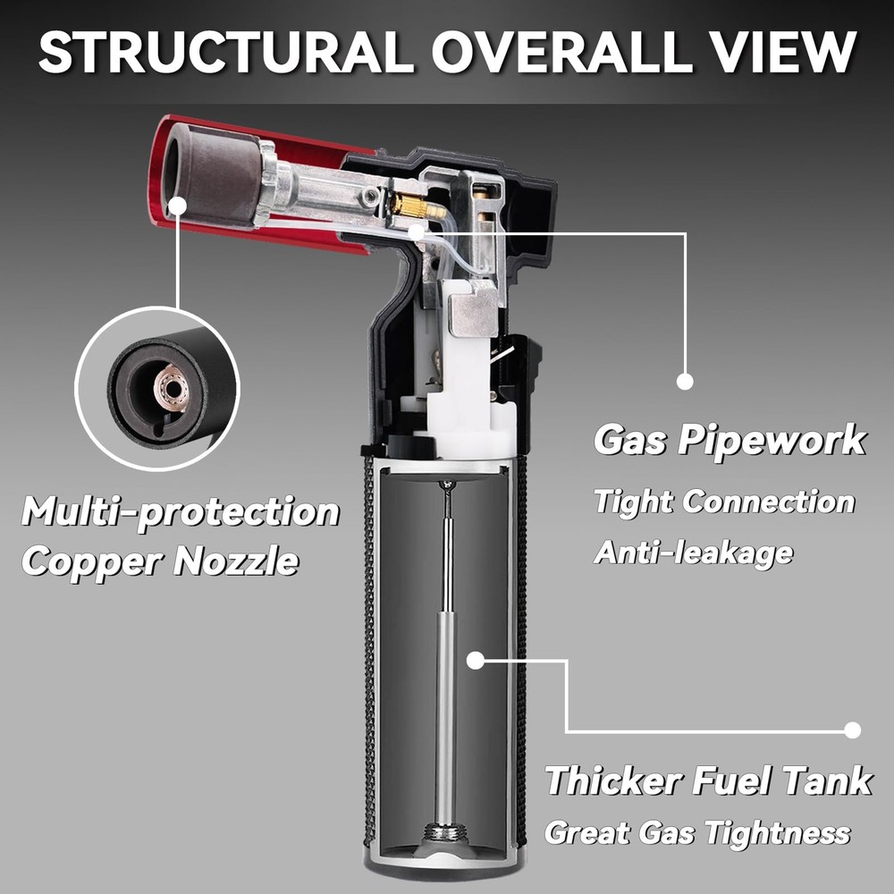 Zoocura 2 Pack Butane Torch Lighter Big Jet Flame 2 Pack, Black + Red