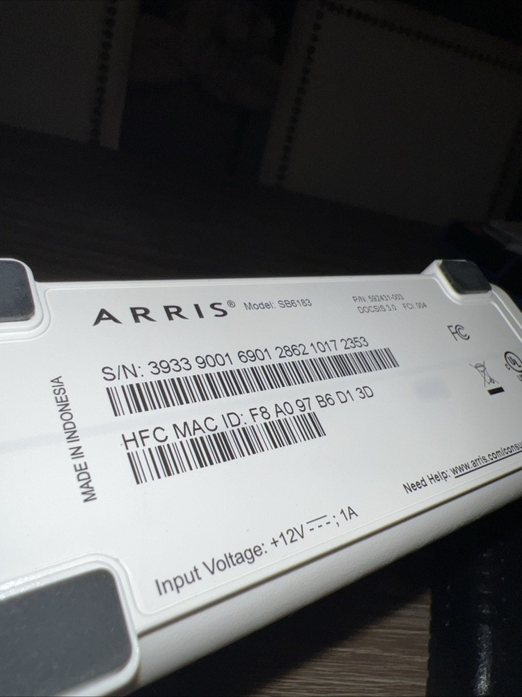 OBN ARRIS Surfboard SB6183 Cable Modem 686 MBPS White