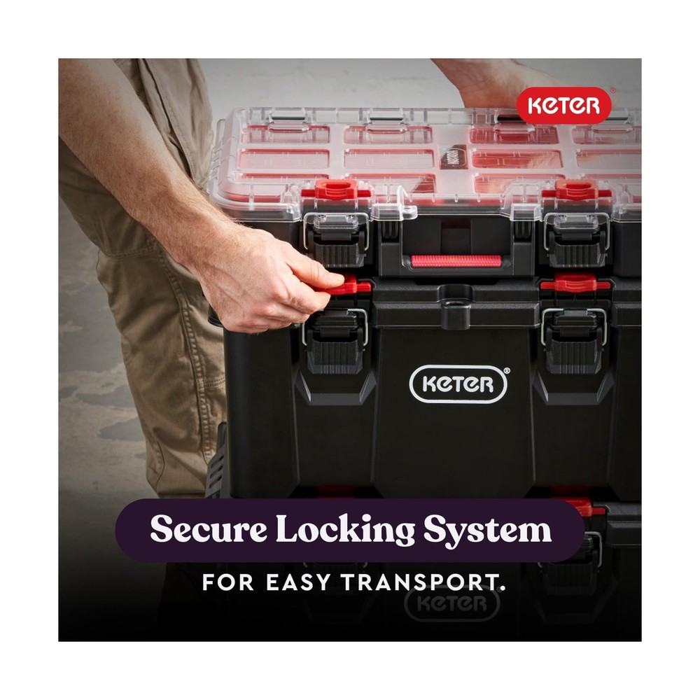 Keter Stack N’ Roll 3-Piece Rolling Tool Box System – Stackable Modu
