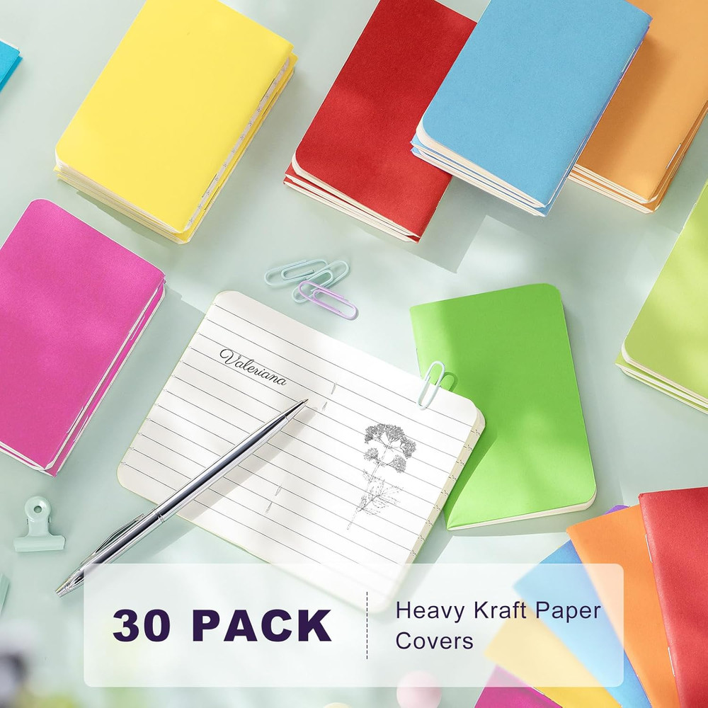 30 Pcs Pocket Notebook Bulk 2.5" X 4" Mini Lined Notepads Small Wallet Journal N