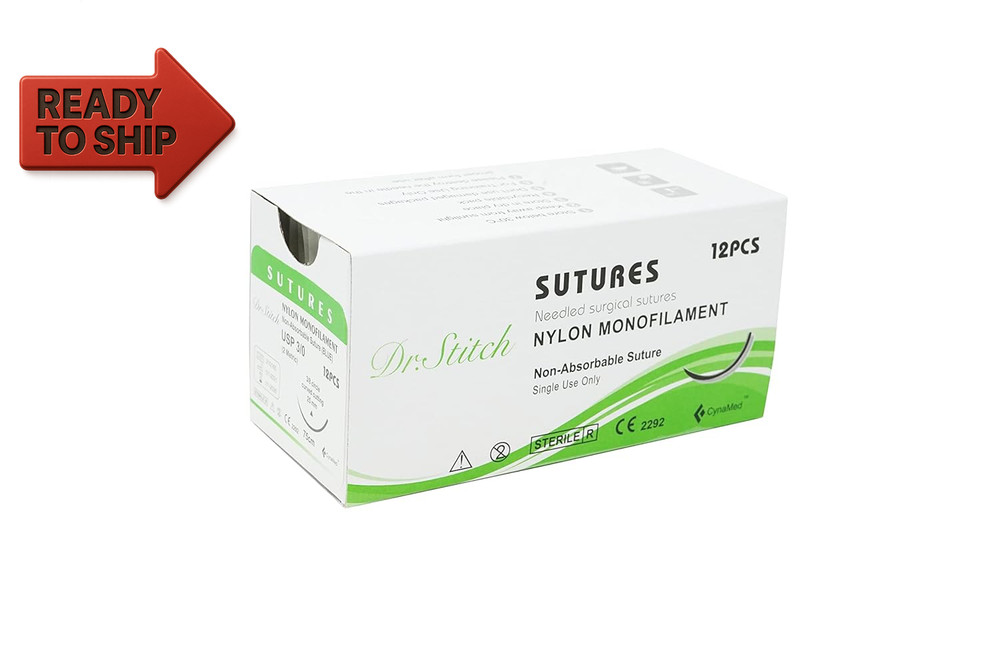 Cynamed Sutures Thread with Needle (12-Pack) - Training Sutures Pkg. of 12 (12,