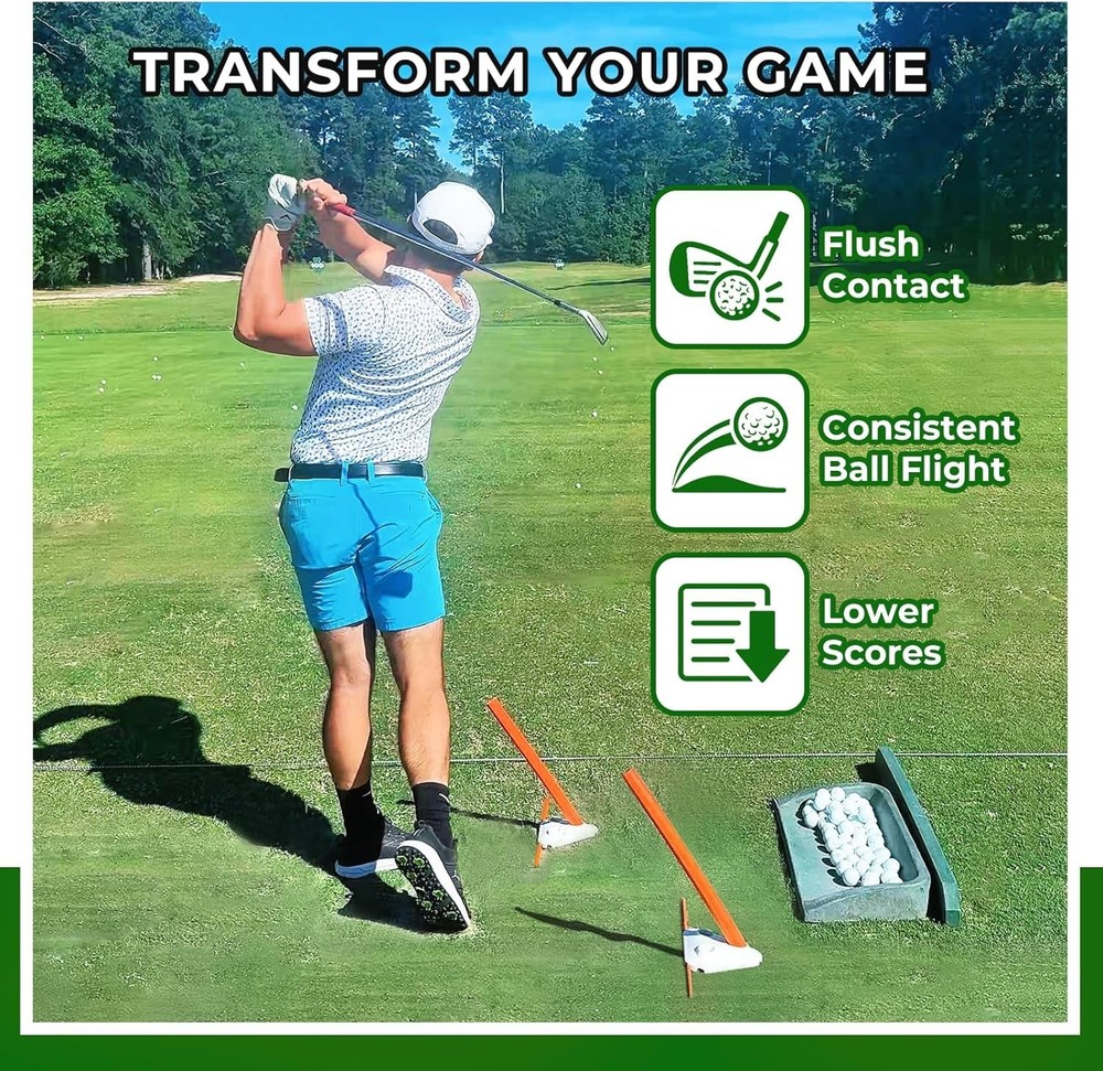 Golf Swing Training Aid Alignment Discs Rods Corrects Swing Path & Slice Fix